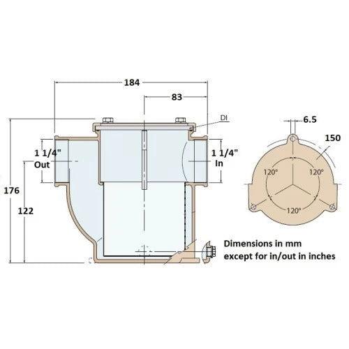 Guidi - Raw Water Sea Strainer – #1162/114 (1 ¼ inch)