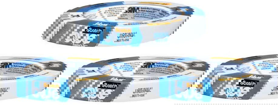 3M Scotch-Blue 2090 Safe-Release Crepe Paper Multi-Surfaces Painters Masking Tape, 27 lbs/in Tensile Strength, 60 yds Length x 3/4