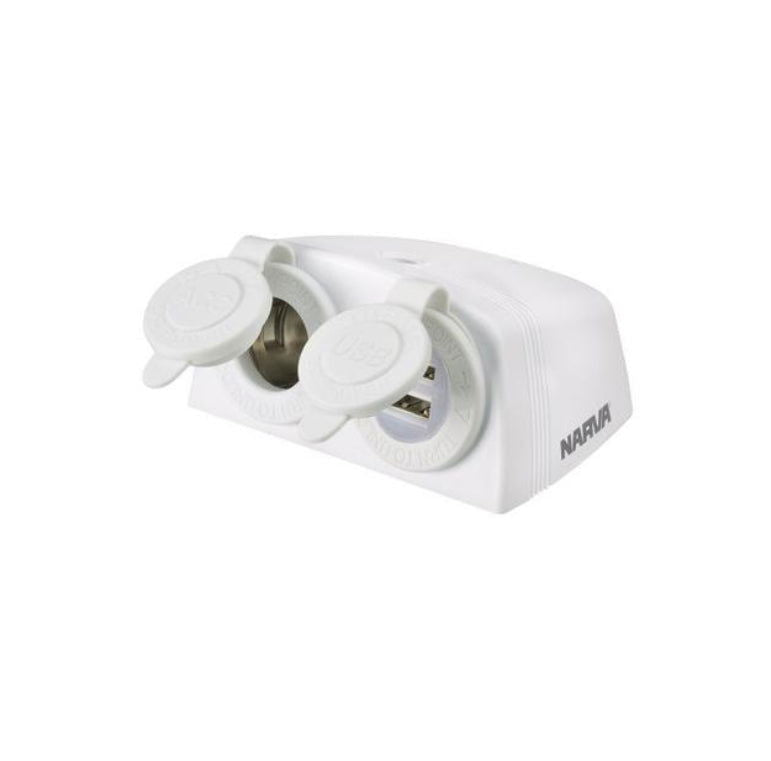 NARVA MOUNT ACCESSORY/ Duel USB SOCKETS (BLISTER PACK OF 1)