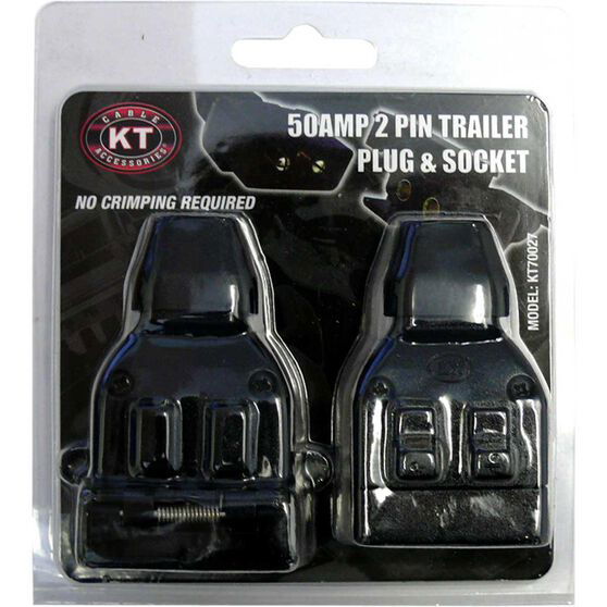KT Cable Trailer Plug And Socket Pack, Plastic - Flat, 50 AMP, 2 Pin
