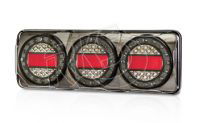 LED 12-24V BLACK CHROME MAXILAMP 3 LIGHT COMBINATION TAILIGHT