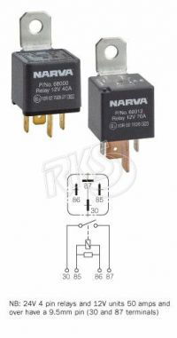 NARVA 24V 50 AMP 4 PIN NORMALLY OPEN RELAY