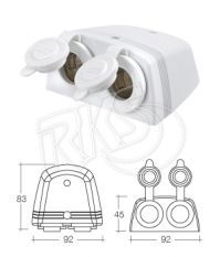 NARVA HEAVY DUTY SURFACE MOUNT TWIN ACCESSORY SOCKETS (BLISTER PACK OF 1)