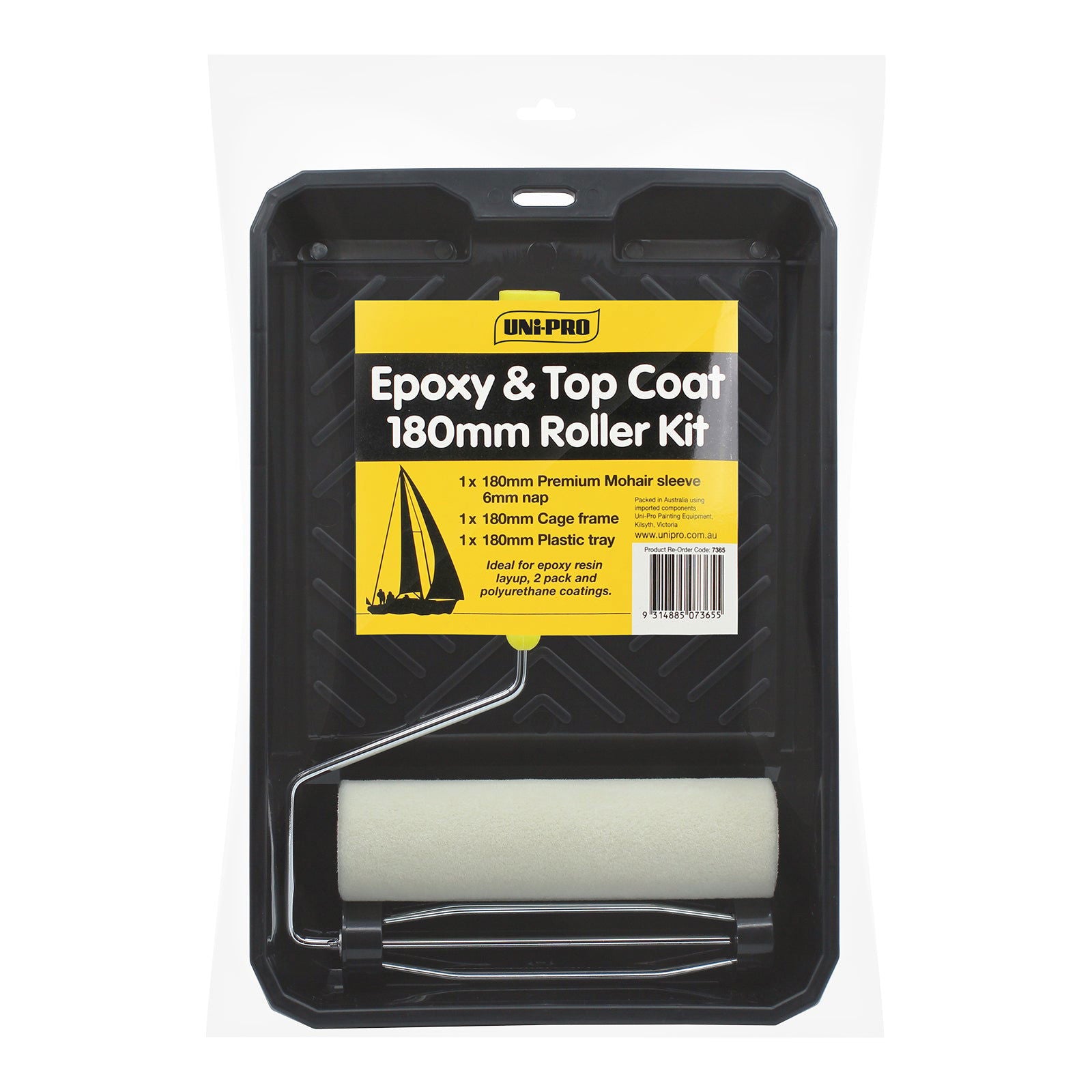 UNi-PRO 180mm Marine Epoxy/Topcoat Roller Kit 6mm Nap