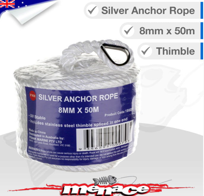 Marine Anchor Rope Braided 8mm x 50m