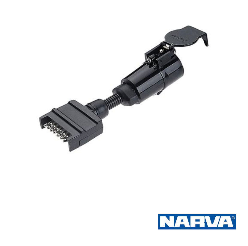 Narva Trailer Adaptor 7 Pin Flat (Car) To 5 Pin Round Large (Trailer) - 82250BL